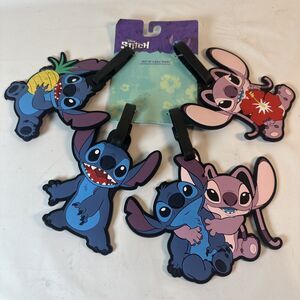 4 Pack Disney Lilo x Stitch Luggage Bag Tag Set Pineapple Lei Hibiscus Hula NEW